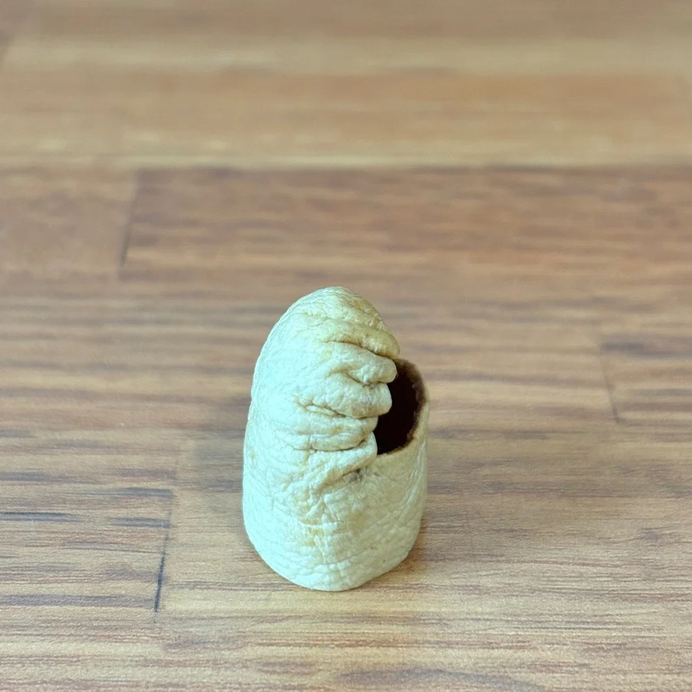 Vintage Sewing Thimble Leather Textured Tan Brown Sewing Accessory Stitched VTG